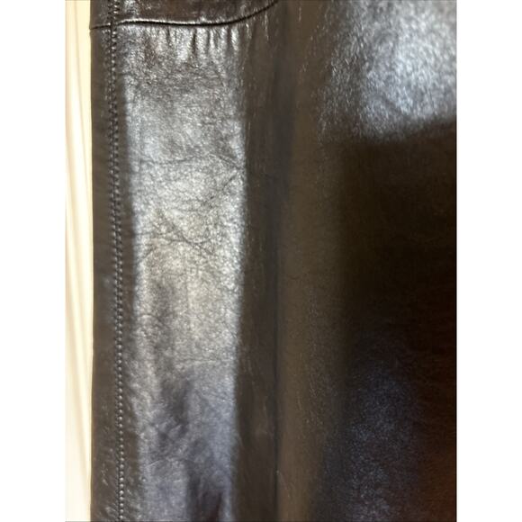 Vintage GAP Midi Genuine Leather Skirt Womens Sz 2 Black A-Line 28 X 27 lined EU - Picture 4 of 12